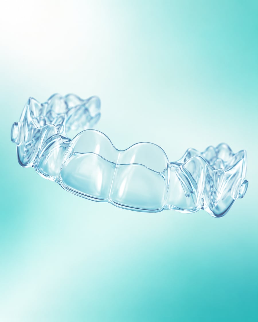 Close-up of a clear aligner tray at Dr Ray & Partners Dental