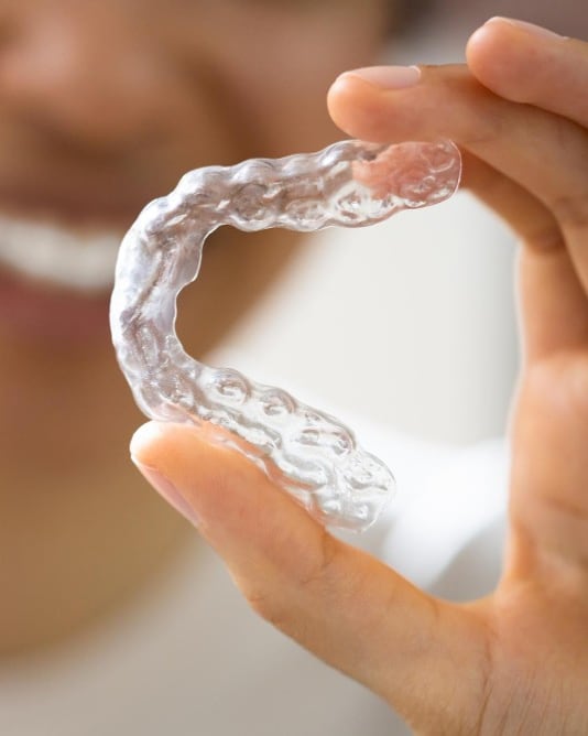 Close-up of a clear aligner tray at Dr Ray & Partners Dental