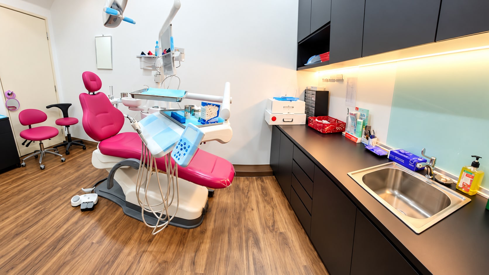 Treatment room with dental chair at Dr Ray & Partners Dental