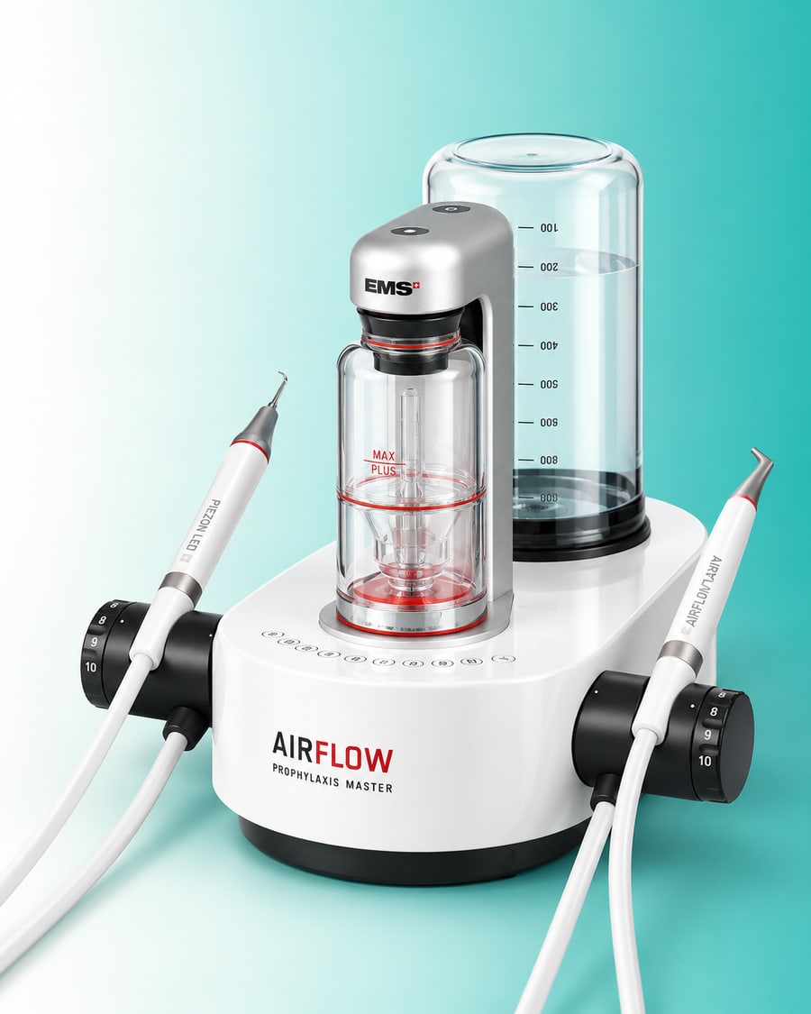 EMS Airflow Spa with PIEZON® and AIRFLOW® handpieces, used for scaling and polishing at Dr Ray & Partners Dental